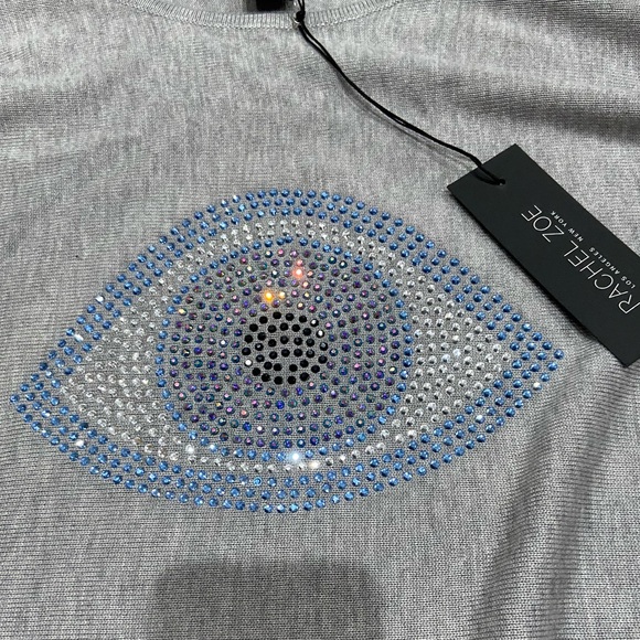 Rachel Zoe Gray Cashmere Evil Eye 